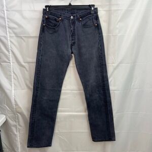 Vintage Levi's men's black button fly slim straight cotton denim jeans pants‎ 32